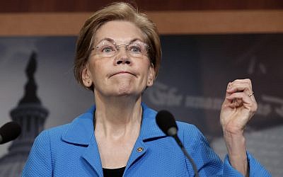 US Democrat Senator Elizabeth Warren, of Massachusetts, during a news conference at the Capitol in Washington, March 6, 2018. (AP Photo/J. Scott Applewhite)