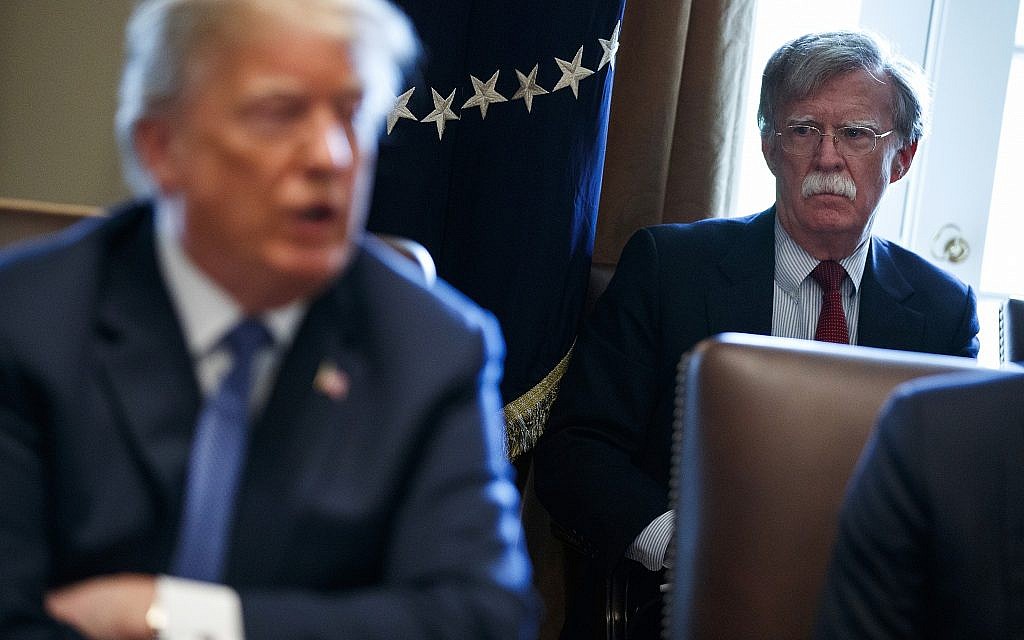 US National Security Adviser John Bolton listens as US President Donald Trump speaks during a cabinet meeting at the White House on April 9, 2018. (AP Photo/Evan Vucci) US National Security Adviser John Bolton listens as US President Donald Trump speaks during a cabinet meeting at the White House on April 9, 2018. (AP Photo/Evan Vucci)