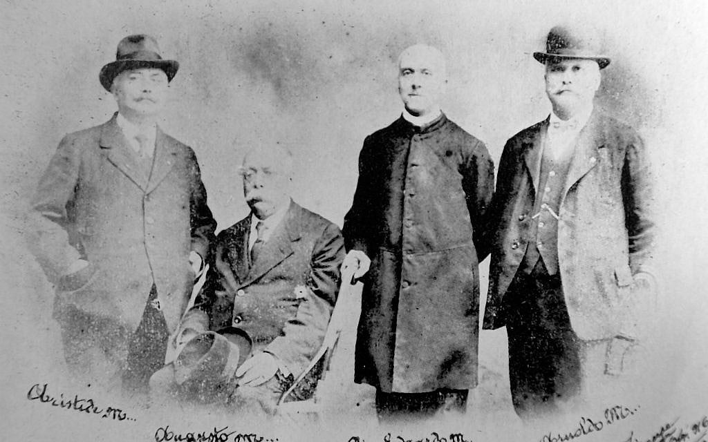 This picture kept in the Archivio Storico San Pietro in Vincoli in Rome and taken on Tuesday, April 17, 2018 shows an undated photo of Father Pio Maria Mortara, third from left, with some of his brothers. It’s an incident that has stained the Vatican for 160 years: a 6-year-old Jewish boy taken from his family by papal police and brought to Rome to be raised Catholic after church authorities learned his housekeeper had secretly had him baptized. Now the case has reared its head again, with new evidence that memoirs the boy wrote as an adult were altered to take the edge off his anti-Semitic views and enhance details favorable to the Catholic Church. (AP Photo) This picture kept in the Archivio Storico San Pietro in Vincoli in Rome and taken on Tuesday, April 17, 2018 shows an undated photo of Father Pio Maria Mortara, third from left, with some of his brothers. It’s an incident that has stained the Vatican for 160 years: a 6-year-old Jewish boy taken from his family by papal police and brought to Rome to be raised Catholic after church authorities learned his housekeeper had secretly had him baptized. Now the case has reared its head again, with new evidence that memoirs the boy wrote as an adult were altered to take the edge off his anti-Semitic views and enhance details favorable to the Catholic Church. (AP Photo)