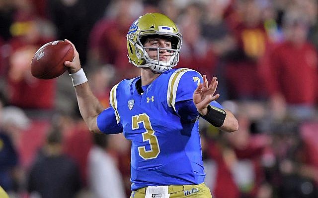 In this file photo from November 18, 2017, UCLA quarterback Josh Rosen passes during the first half of an NCAA college football game against Southern California in Los Angeles. (AP Photo/Mark J. Terrill, File) In this file photo from November 18, 2017, UCLA quarterback Josh Rosen passes during the first half of an NCAA college football game against Southern California in Los Angeles. (AP Photo/Mark J. Terrill, File)