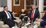 Prime Minister Benjamin Netanyahu (r) with Knesset Speaker Yuli Edelstein on June 7, 2017. (Amos Ben Gershom/GPO)
