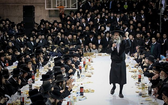 Rabbi Elimelech Biderman and thousands of ultra-Orthodox Jews celebrating in Meron, Northern Israel, December 1, 2017. (David Cohen/Flash90) Rabbi Elimelech Biderman and thousands of ultra-Orthodox Jews celebrating in Meron, Northern Israel, December 1, 2017. (David Cohen/Flash90)