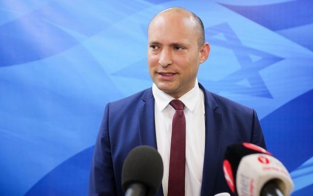 Education Minister Naftali Bennett speaks to press before the weekly cabinet meeting at the Prime Minister's Office in Jerusalem on March 25, 2018. (Marc Israel Sellem/Pool/Flash90) Education Minister Naftali Bennett speaks to press before the weekly cabinet meeting at the Prime Minister's Office in Jerusalem on March 25, 2018. (Marc Israel Sellem/Pool/Flash90)