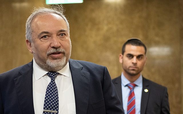 Defense Minister Avigdor Liberman arrives for the weekly cabinet meeting at the Prime Minister's office in Jerusalem, on April 11, 2018. (Yoav Ari Dudkevitc/Flash90) Defense Minister Avigdor Liberman arrives for the weekly cabinet meeting at the Prime Minister's office in Jerusalem, on April 11, 2018. (Yoav Ari Dudkevitc/Flash90)