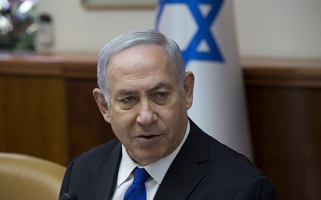 Prime Minister Benjamin Netanyahu leads the weekly cabinet meeting at the Prime Minister's Office in Jerusalem, on April 29, 2018. (Amit Shabi/Pool/Flash90) Prime Minister Benjamin Netanyahu leads the weekly cabinet meeting at the Prime Minister's Office in Jerusalem, on April 29, 2018. (Amit Shabi/Pool/Flash90)