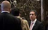 Michael Cohen (R), executive vice president of the Trump Organization and special counsel to Donald Trump, arrives at Trump Tower, January 12, 2017 in New York City. President-elect Trump continues to hold meetings Trump Tower. (Photo by Drew Angerer/Getty Images via JTA)