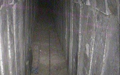Interior of Hamas tunnel dug under the border with Israel, that the IDF revealed it destroyed, April 15, 2018. (IDF spokesperson)