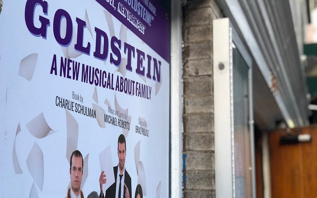 Placard for 'Goldstein, the Musical.' (Danielle Ziri/ Times of Israel)
