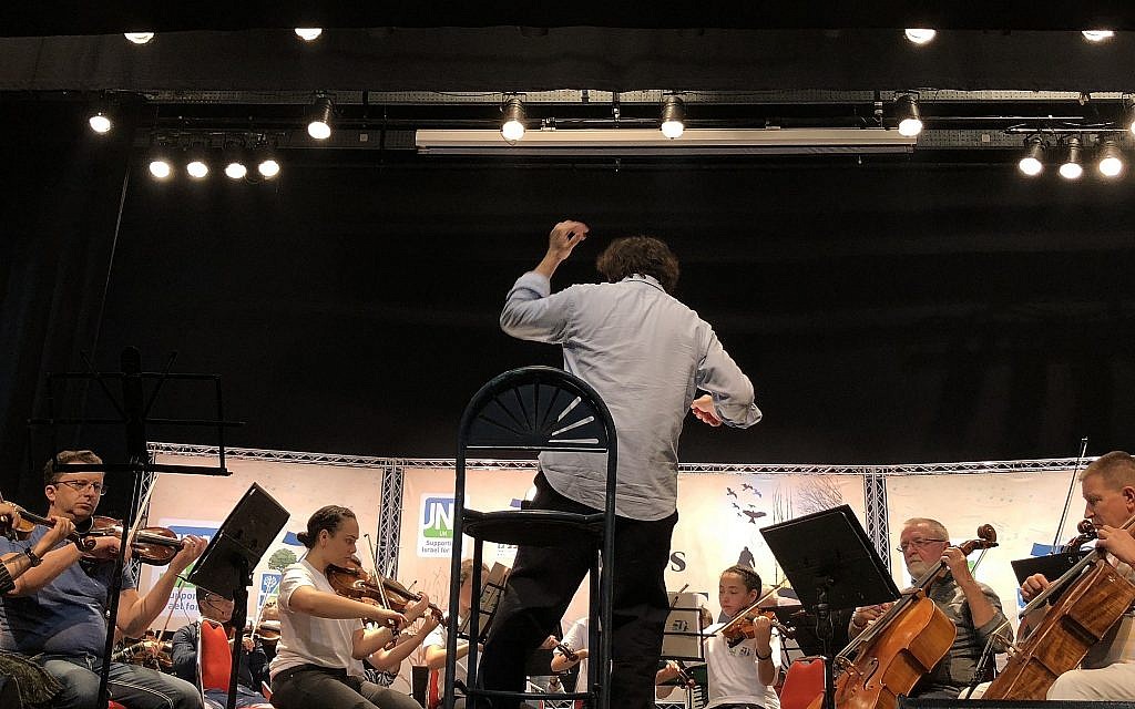 Italian conductor Francesco Lotoro rehearses his concert of reconstructed musical compositions created in the concentration camps, April 8, 2018 (Jessica Steinberg/Times of Israel) Italian conductor Francesco Lotoro rehearses his concert of reconstructed musical compositions created in the concentration camps, April 8, 2018 (Jessica Steinberg/Times of Israel)