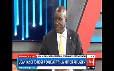Uganda State Minister for Relief, Disaster Preparedness and Refugees Musa Ecweru. (Screen capture: YouTube)