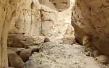 Screen capture from video of the Nahal Tzafit riverbed canyon. (Twitter)