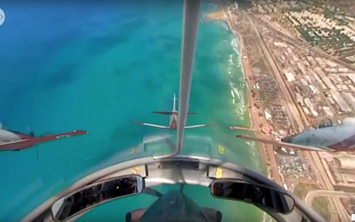 In the skies above Israel: The view from the cockpit of an IAF pilot on an Independence Day flyover, April 19, 2017 (IAF)