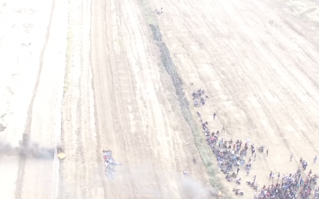 Screenshot from IDF video showing Palestinians at the Gaza-Israel border fence, April 27, 2018 (IDF video) Screenshot from IDF video showing Palestinians at the Gaza-Israel border fence, April 27, 2018 (IDF video)