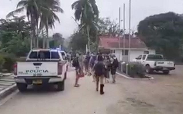 Partygoers leaving an event near the Colombia city of Santa Marta after it was raided by local authorities, who said large quantities of drugs were seized and that 90 percent of the participants were Israeli, on April 26, 2018. (Screen capture: Twitter) Partygoers leaving an event near the Colombia city of Santa Marta after it was raided by local authorities, who said large quantities of drugs were seized and that 90 percent of the participants were Israeli, on April 26, 2018. (Screen capture: Twitter)