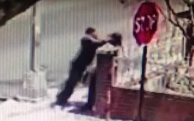 A violent anti-Semitic attack on a Jewish man in the Crown Heights neighborhood in Brooklyn, New York, on April 21, 2018. (Screen capture: YouTube) A violent anti-Semitic attack on a Jewish man in the Crown Heights neighborhood in Brooklyn, New York, on April 21, 2018. (Screen capture: YouTube)