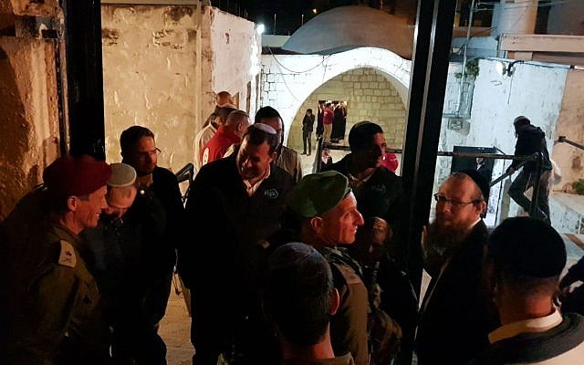 Jewish worshipers at Joseph's Tomb in the West Bank city of Nablus early Thursday, April 5, 2018. (Roi Hadi) Jewish worshipers at Joseph's Tomb in the West Bank city of Nablus early Thursday, April 5, 2018. (Roi Hadi)