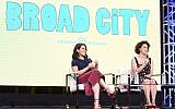 Abbi Jacobson, left, and Ilana Glazer speaking in Beverly Hills, California, July 25, 2017. (Vivien Killilea/Getty Images for Viacom)