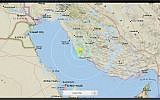 Site of earthquake near Bushehr, Iran on April 19, 2018. (Screen capture: USGS National Earthquake Information Center)