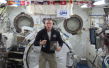 American astronaut Andrew Feustel in a recorded video message from aboard the International Space Station commemorating Holocaust Remembrance Day, April 12, 2018. (Screen capture: YouTube)