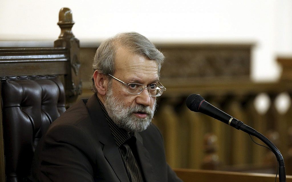 Then-Iranian parliament speaker Ali Larijani speaks during a press conference in Tehran, Iran, March 13, 2017. (AP Photo/Ebrahim Noroozi)