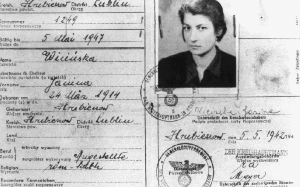 Forged papers of Zivia Lubetkin. (Courtesy Agnes Grunwald-Spier) Forged papers of Zivia Lubetkin. (Courtesy Agnes Grunwald-Spier)