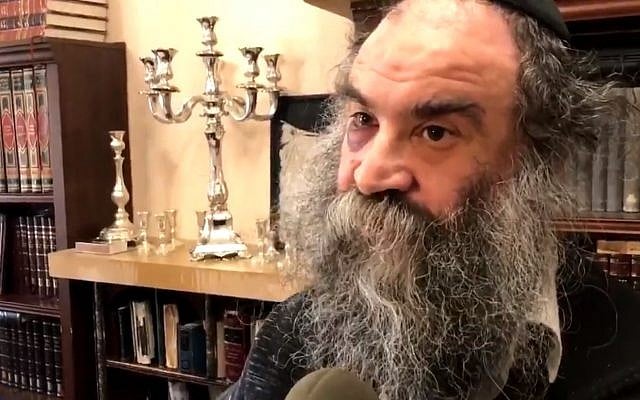 Menachem Moskowitz, 52, who was assaulted and choked on his way back from Shabbat prayers in the Crown Heights neighborhood in Brooklyn, New York on April 23, 2018. (Screen capture: Twitter) Menachem Moskowitz, 52, who was assaulted and choked on his way back from Shabbat prayers in the Crown Heights neighborhood in Brooklyn, New York on April 23, 2018. (Screen capture: Twitter)