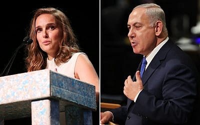 Natalie Portman (L) has said her reason for skipping the Genesis Prize ceremony involves Prime Minister Benjamin Netanyahu. (Getty Images via JTA)
