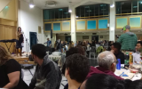 Rabbi Yael Karrie speaking at the the Freedom Seder on Saturday night, March 31, 2018 at Kol Haneshama (Courtesy Kol Haneshama)