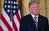 US President Donald Trump during an event in the East Room of the White House in Washington, DC, May 9, 2018. (SAUL LOEB/AFP)