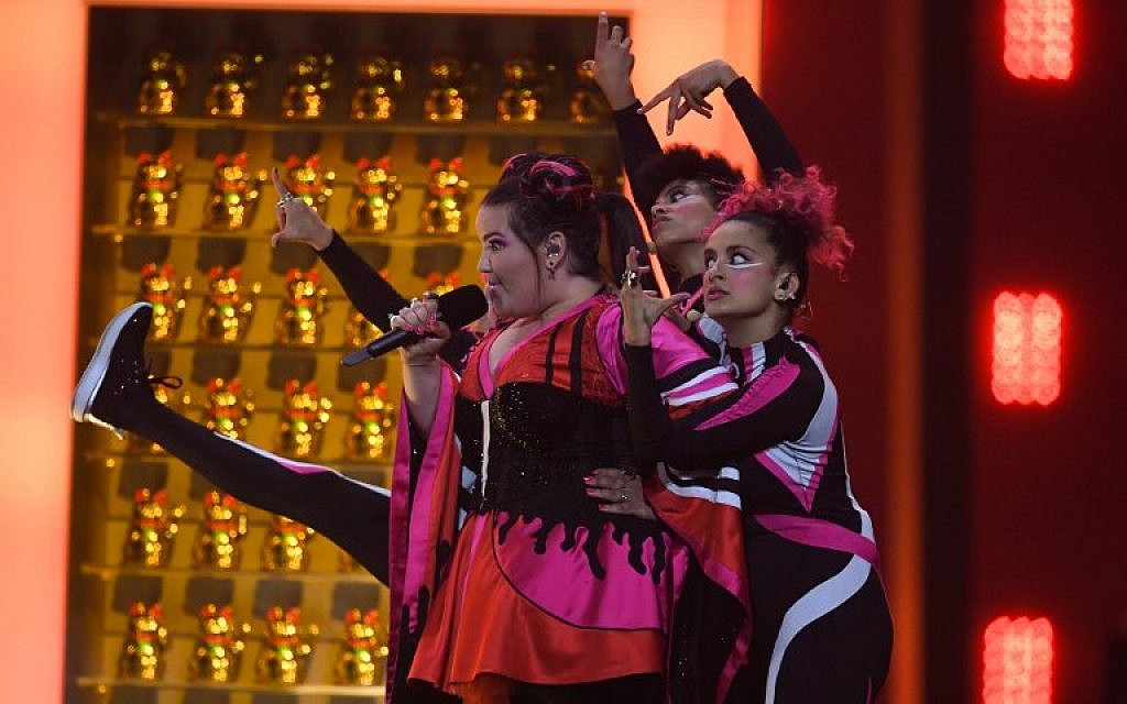 Illustrative: Israel's singer Netta Barzilai performs 'Toy' during the final of the 63rd edition of the Eurovision Song Contest 2018 at the Altice Arena in Lisbon, on May 12, 2018. (AFP / Francisco LEONG) Illustrative: Israel's singer Netta Barzilai performs 'Toy' during the final of the 63rd edition of the Eurovision Song Contest 2018 at the Altice Arena in Lisbon, on May 12, 2018. (AFP / Francisco LEONG)
