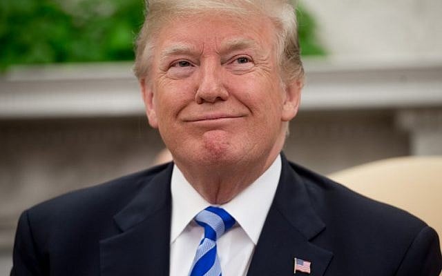 US President Donald Trump speaks during a meeting in the Oval Office of the White House in Washington, DC, May 16, 2018. (AFP/Saul Loeb) US President Donald Trump speaks during a meeting in the Oval Office of the White House in Washington, DC, May 16, 2018. (AFP/Saul Loeb)