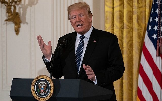 US President Donald Trump addresses a meeting on prison reform at the White House on May 18, 2018. (AFP Photo/Nicholas Kamm) US President Donald Trump addresses a meeting on prison reform at the White House on May 18, 2018. (AFP Photo/Nicholas Kamm)