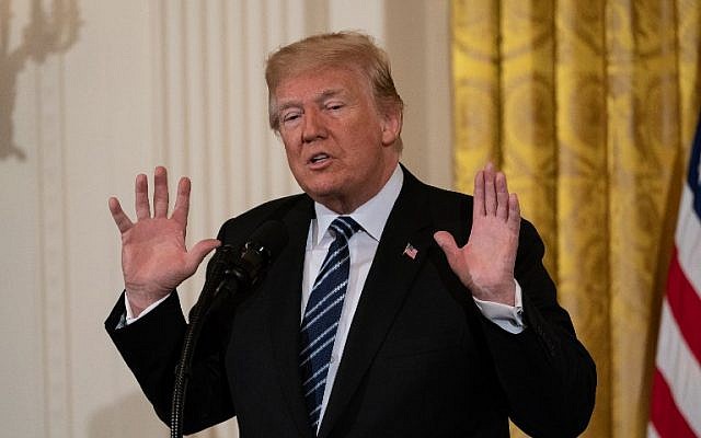 US President Donald Trump addresses a meeting on prison reform at the White House in Washington, DC, on May 18, 2018. (AFP / NICHOLAS KAMM) US President Donald Trump addresses a meeting on prison reform at the White House in Washington, DC, on May 18, 2018. (AFP / NICHOLAS KAMM)