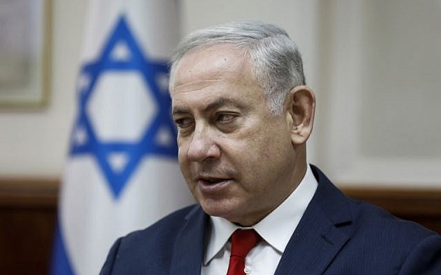 Prime Minister Benjamin Netanyahu chairs the weekly cabinet meeting at his office in Jerusalem on May 27, 2018. (MENAHEM KAHANA/AFP) Prime Minister Benjamin Netanyahu chairs the weekly cabinet meeting at his office in Jerusalem on May 27, 2018. (MENAHEM KAHANA/AFP)