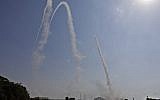 Illustrative: The IDF launches a missile from the Iron Dome air defense system to intercept an incoming rocket from Gaza from a position in the southern Israeli city of Ashkelon on May 29, 2018. (AFP/Menahem Kahana)