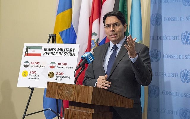 Danny Danon briefs journalists on January 25, 2018. (UN/Loey Felipe) Danny Danon briefs journalists on January 25, 2018. (UN/Loey Felipe)