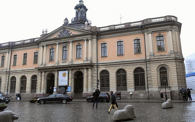 The old Stock Exchange Building, home of the Swedish Academy in Stockholm on May 3, 2018. (Fredrik Sandberg/TT via AP) The old Stock Exchange Building, home of the Swedish Academy in Stockholm on May 3, 2018. (Fredrik Sandberg/TT via AP)