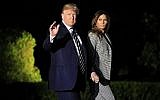 US President Donald Trump, with first lady Melania Trump, leaves the White House in Washington, early on May 10, 2018, to greet three freed Americans detained in North Korea for over a year, who were due to arrive at Joint Base Andrews, Md. (AP Photo/Manuel Balce Ceneta)