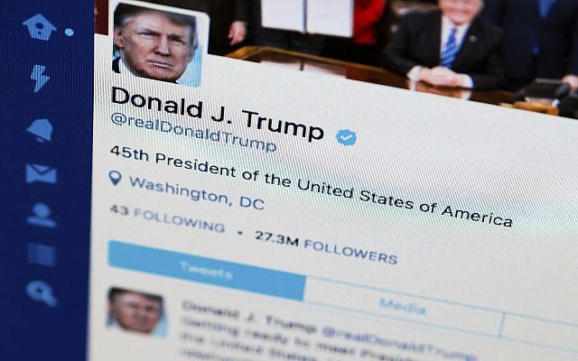 This April 3, 2017, photo shows US President Donald Trump's Twitter feed on a computer screen in Washington. (AP Photo/J. David Ake, File) This April 3, 2017, photo shows US President Donald Trump's Twitter feed on a computer screen in Washington. (AP Photo/J. David Ake, File)