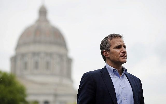 In this May 17, 2018 file photo, Missouri Gov. Eric Greitens looks on before speaking at an event near the capitol in Jefferson City, Mo. (AP Photo/Jeff Roberson) In this May 17, 2018 file photo, Missouri Gov. Eric Greitens looks on before speaking at an event near the capitol in Jefferson City, Mo. (AP Photo/Jeff Roberson)