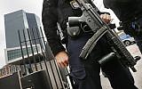 Illustrative: A German police officer stands guard in Frankfurt, Germany, October 26, 2017. (AP Photo/Michael Probst)