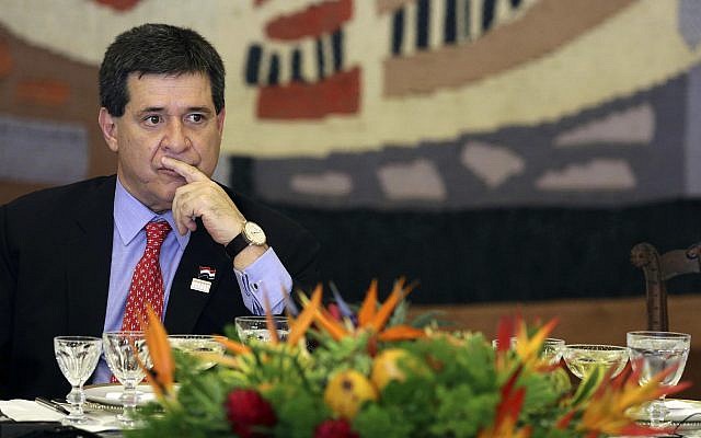 Paraguay President Horacio Cartes attends the lunch of the Mercosur and Associated States Summit of Heads of State, at the Itamaraty Palace, in Brasilia, Brazil, December 21, 2017. (Eraldo Peres/AP) Paraguay President Horacio Cartes attends the lunch of the Mercosur and Associated States Summit of Heads of State, at the Itamaraty Palace, in Brasilia, Brazil, December 21, 2017. (Eraldo Peres/AP)