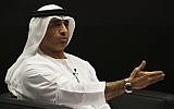 Emirati Ambassador to the US Yousef al-Otaiba gestures during an event with US House Speaker Paul Ryan, at the Emirates Diplomatic Academy, in Abu Dhabi, United Arab Emirates, Thursday, Jan. 25, 2018. (AP Photo/Jon Gambrell)