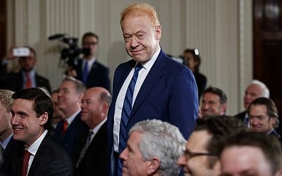 Australian businessman Anthony Pratt, executive chairman of Visy Industries and Pratt Industries in America, stands during a news conference with US President Donald Trump and Australian Prime Minister Malcolm Turnbull in the East Room of the White House on February 23, 2018. (AP Photo/Carolyn Kaster)