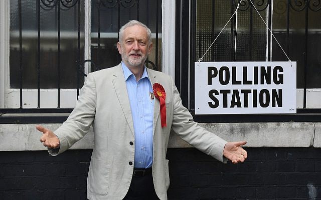Britain's opposition Labour Party leader Jeremy Corbyn poses for photographers as he arrives to cast his vote for local council elections at a polling station in Holloway, London, Thursday May 3, 2018. (Victoria Jones/PA via AP) Britain's opposition Labour Party leader Jeremy Corbyn poses for photographers as he arrives to cast his vote for local council elections at a polling station in Holloway, London, Thursday May 3, 2018. (Victoria Jones/PA via AP)