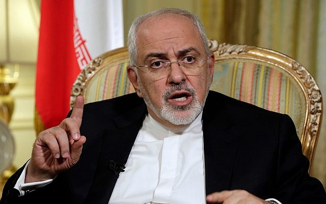 In this April 24, 2018, photo, Iran's Foreign Minister Mohammad Javad Zarif is interviewed by The Associated Press in New York. (AP Photo/Richard Drew,) In this April 24, 2018, photo, Iran's Foreign Minister Mohammad Javad Zarif is interviewed by The Associated Press in New York. (AP Photo/Richard Drew,)