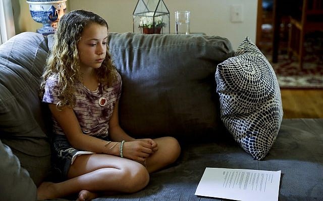 Nora Nissenbaum, 12, pauses during an interview with The Associated Press in Wayne, Pennsylvania, May 3, 2018 (AP Photo/Matt Slocum) Nora Nissenbaum, 12, pauses during an interview with The Associated Press in Wayne, Pennsylvania, May 3, 2018 (AP Photo/Matt Slocum)