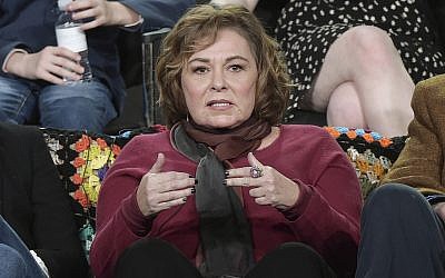 In this Jan. 8, 2018, file photo, Roseanne Barr participates in the "Roseanne" panel during the Disney/ABC Television Critics Association Winter Press Tour in Pasadena, Calif. ABC canceled its hit reboot of "Roseanne" on Tuesday, May 29, 2018, following star Roseanne Barr's racist tweet that referred to former Obama adviser Valerie Jarrett as a product of the Muslim Brotherhood and the "Planet of the Apes." (Photo by Richard Shotwell/Invision/AP, File)