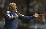 Argentina's coach Jorge Sampaoli shouts instructions to his players during a friendly soccer match between Argentina and Haiti at the Bombonera stadium in Buenos Aires, Argentina, Tuesday, May 29, 2018. (AP Photo/Natacha Pisarenko)