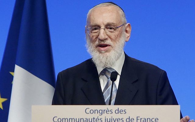 Chief Rabbi Michel Gugenheim of Paris delivers a speech on June 2, 2013, in Paris, France. (AP Photo/Jacques Brinon, Pool) Chief Rabbi Michel Gugenheim of Paris delivers a speech on June 2, 2013, in Paris, France. (AP Photo/Jacques Brinon, Pool)